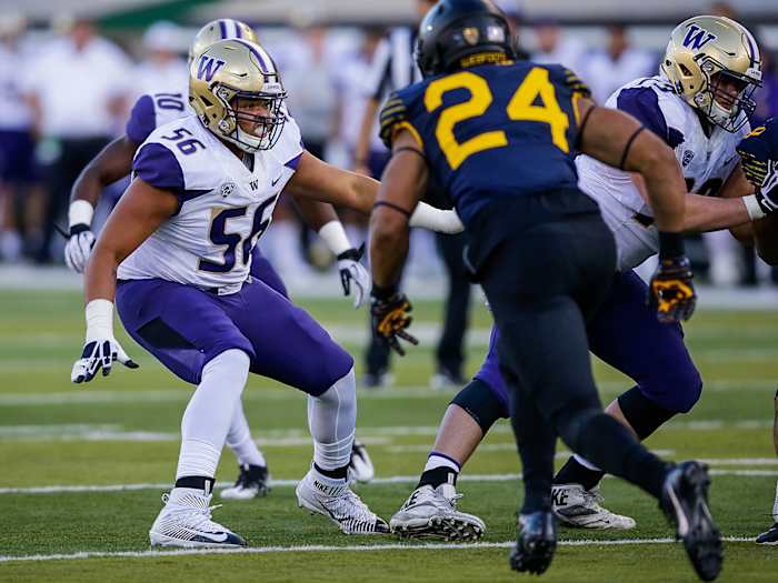 After starting on Washington's line as a 270-pound true freshman, Nick Harris has bulked up and grown from his trial by fire.